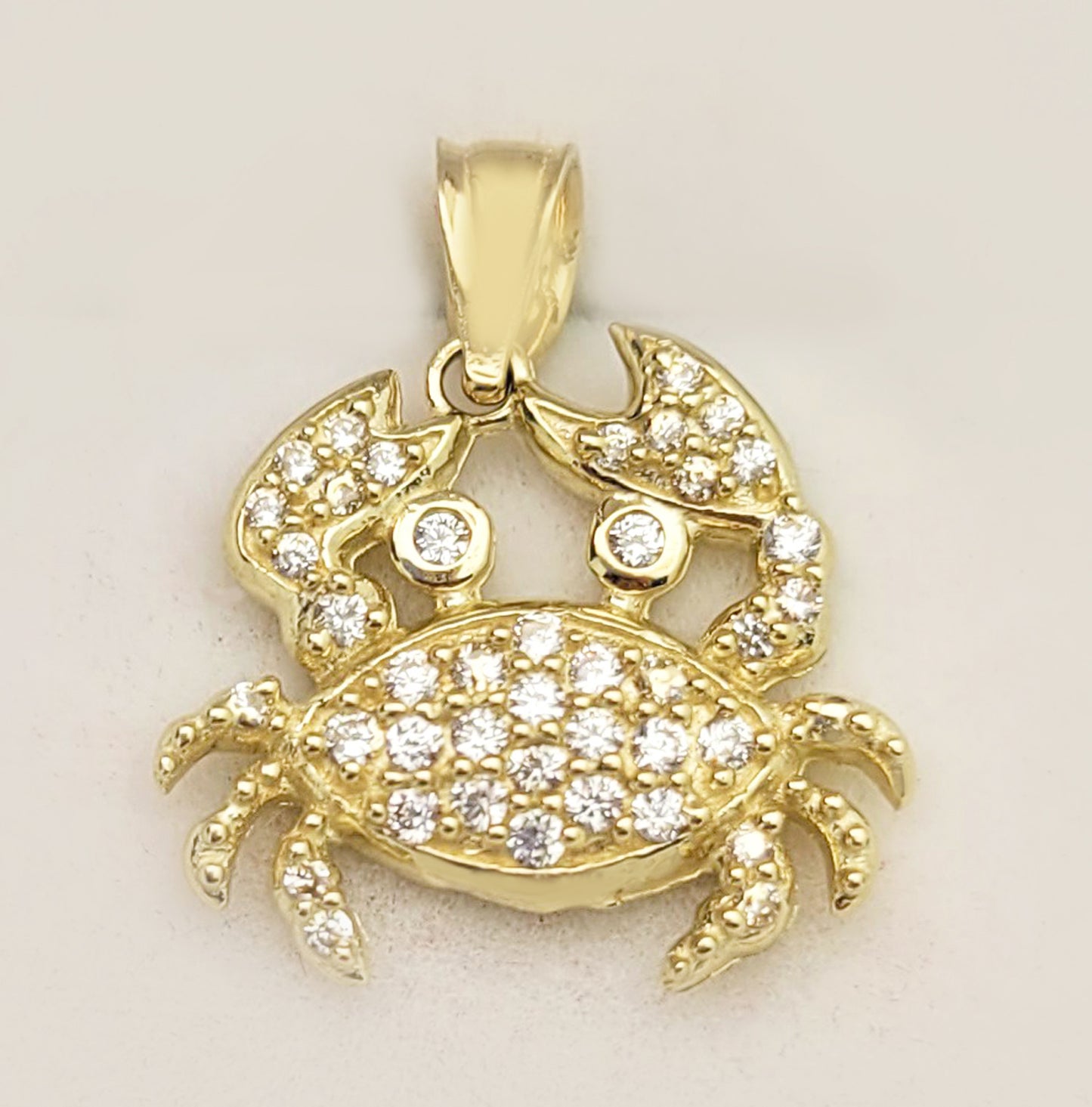 10K Yellow Gold Crab Necklace Pendant Zodiac Cancer Charm
