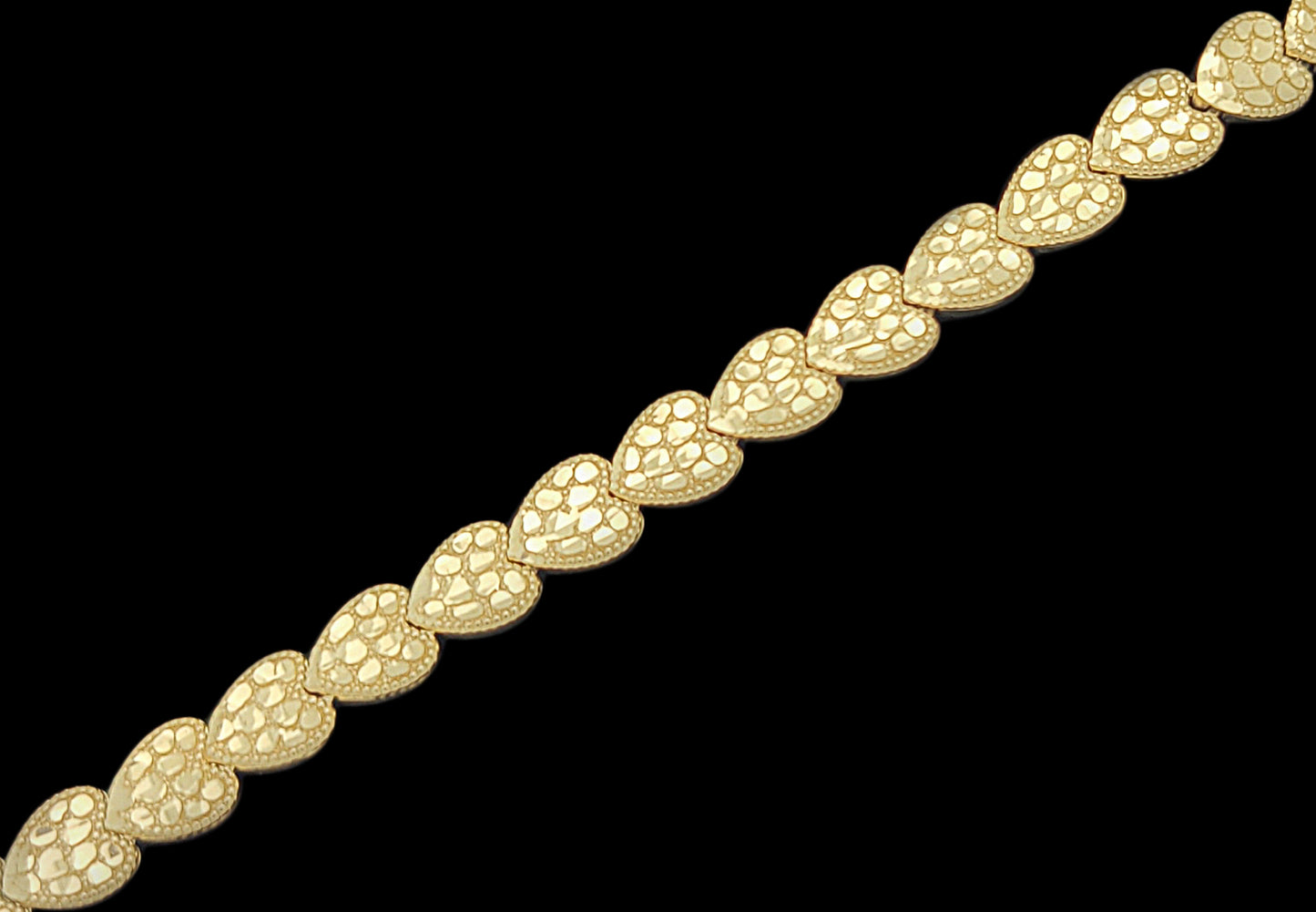 10K Yellow Gold 6 mm Heart Nugget Bracelet 8.25 inch - Stunu jewelry