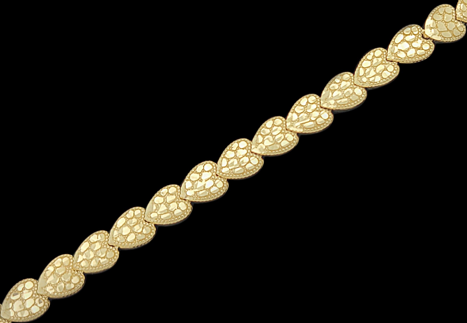 10K Yellow Gold 6 mm Heart Nugget Bracelet 8.25 inch - Stunu jewelry