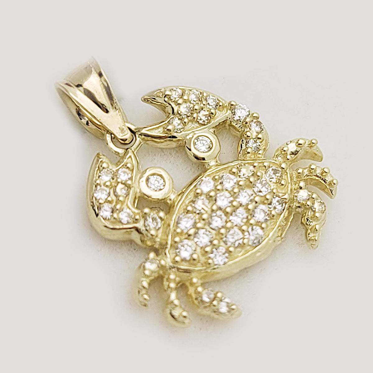 10K Yellow Gold Crab Necklace Pendant Zodiac Cancer Charm