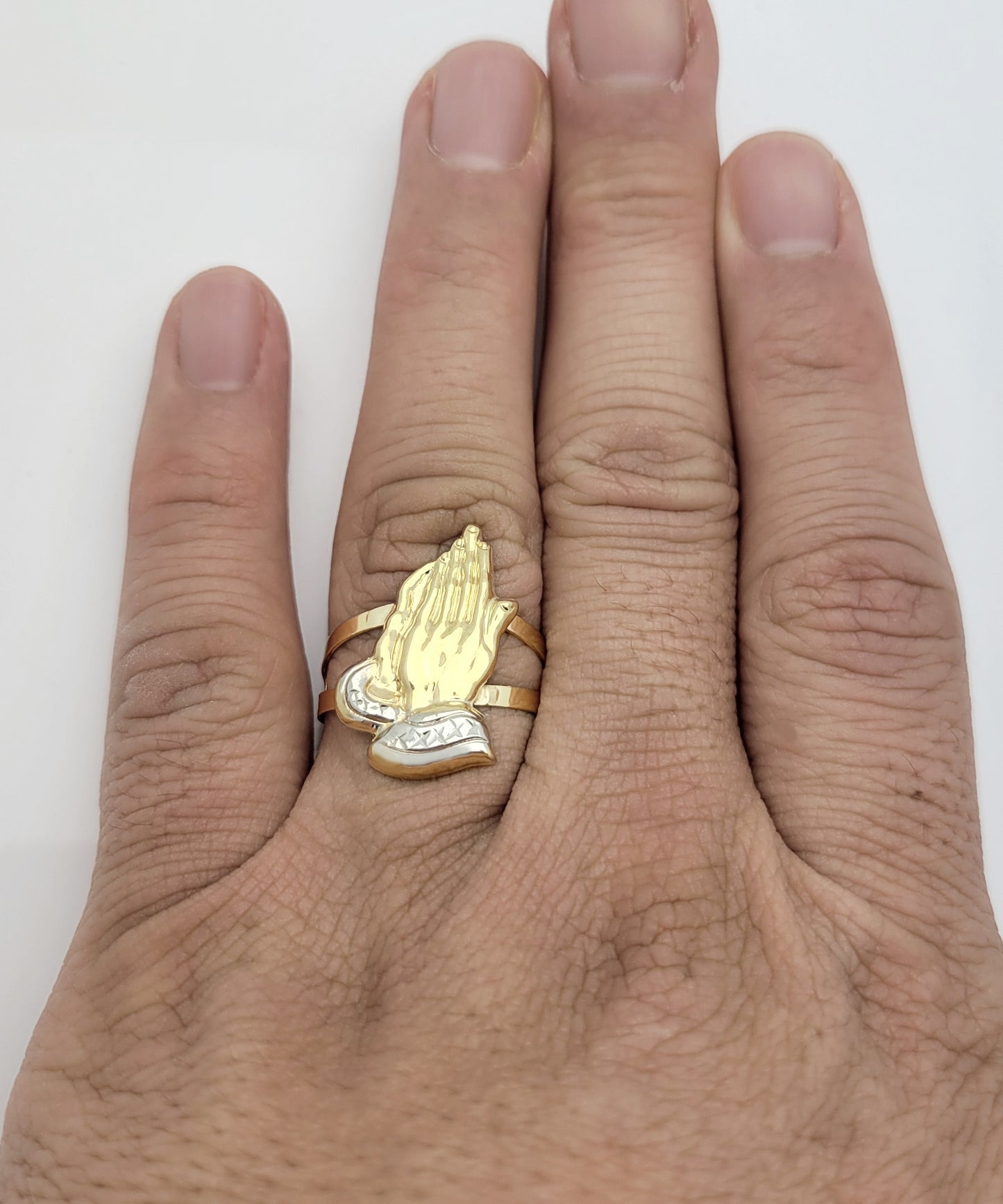 10K Yellow Gold Praying Hands Ring for Men