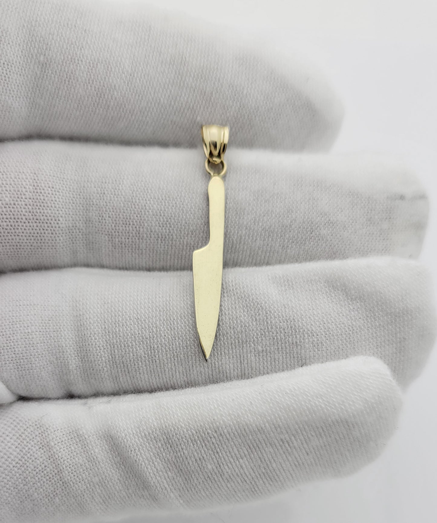 10K Yellow Gold Kitchen Knife Pendant for Men & Women, Highly Polished Chef Knife Charm, Culinary Jewelry Gift for Chefs and Cooks - Stunu jewelry