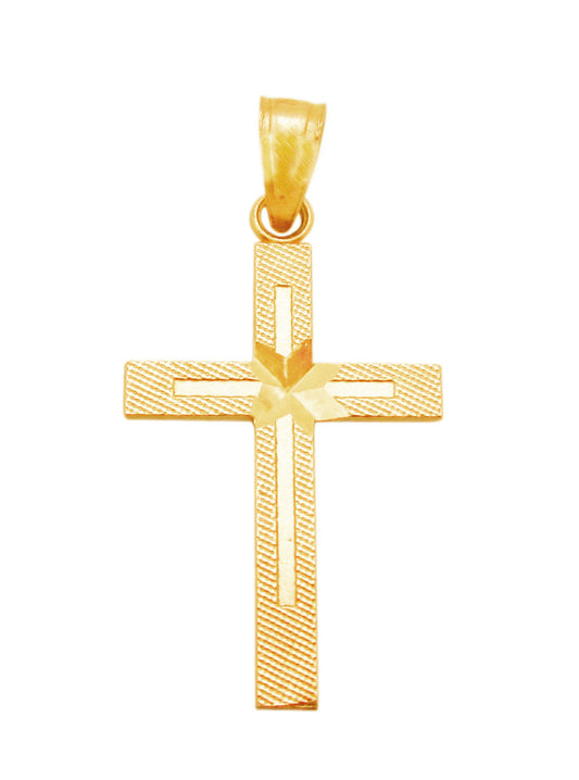 10K Yellow Gold Cross Pendant Cross Charm For Necklace