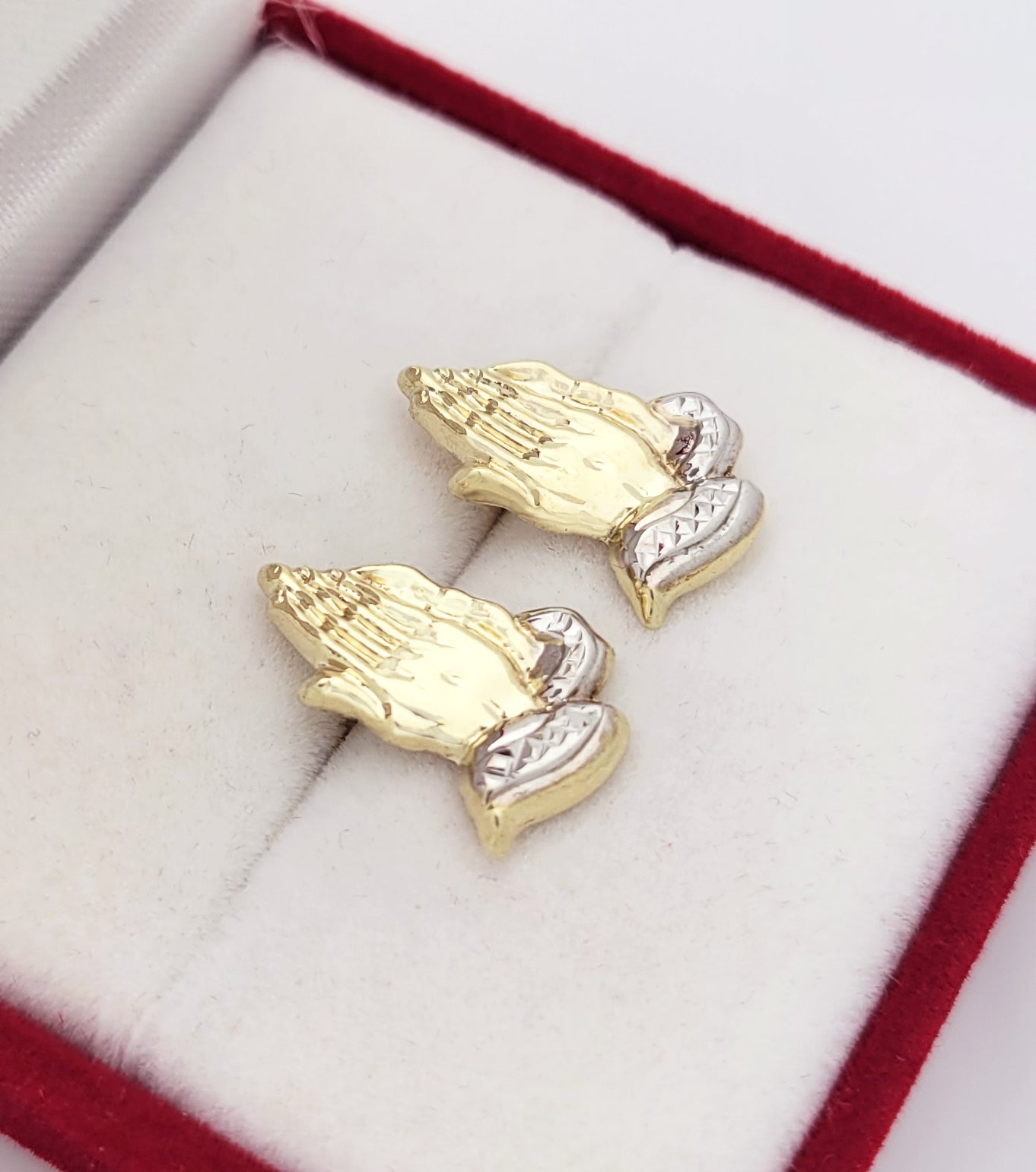 10K Yellow Gold Praying Hands Earrings 0.65 in x 0.4 in - Stunu jewelry