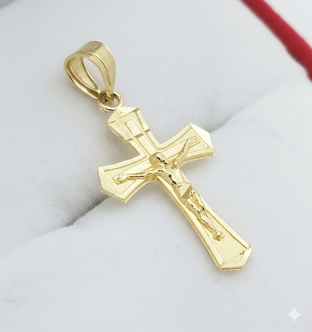 10K Yellow Gold Crucifix Pendant Gold Cross Charm