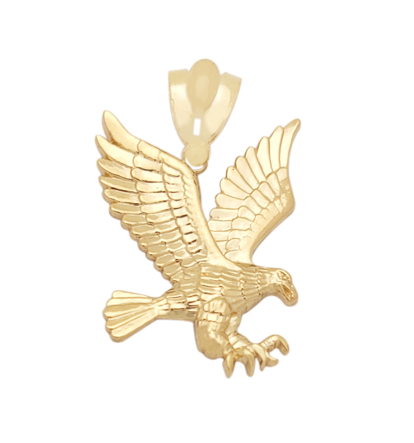 10K Yellow Gold Mens American Eagle Pendant 1.5 inch