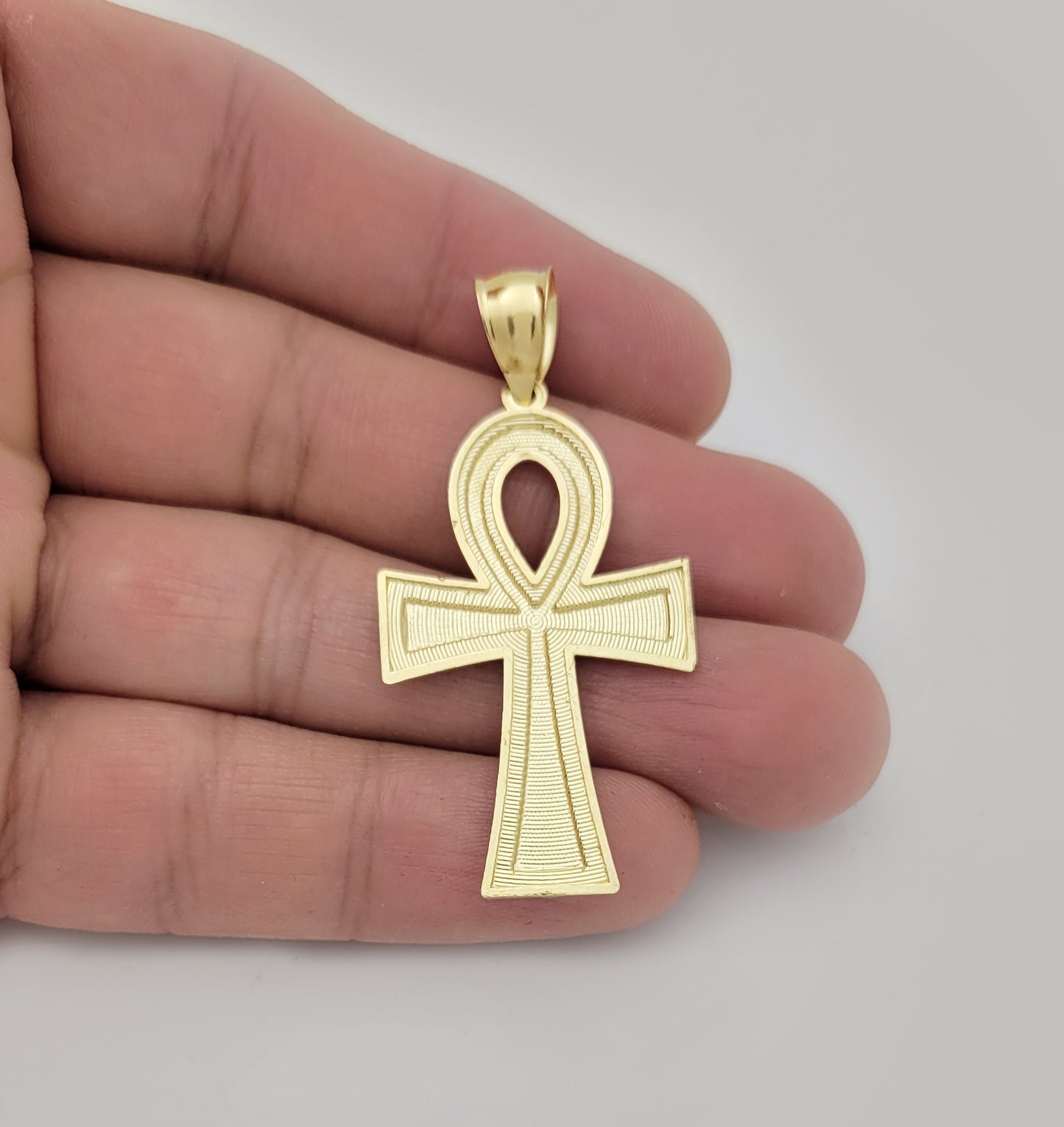 10k Yellow Gold Egyptian Ankh Cross Pendant Hip Hop Cross