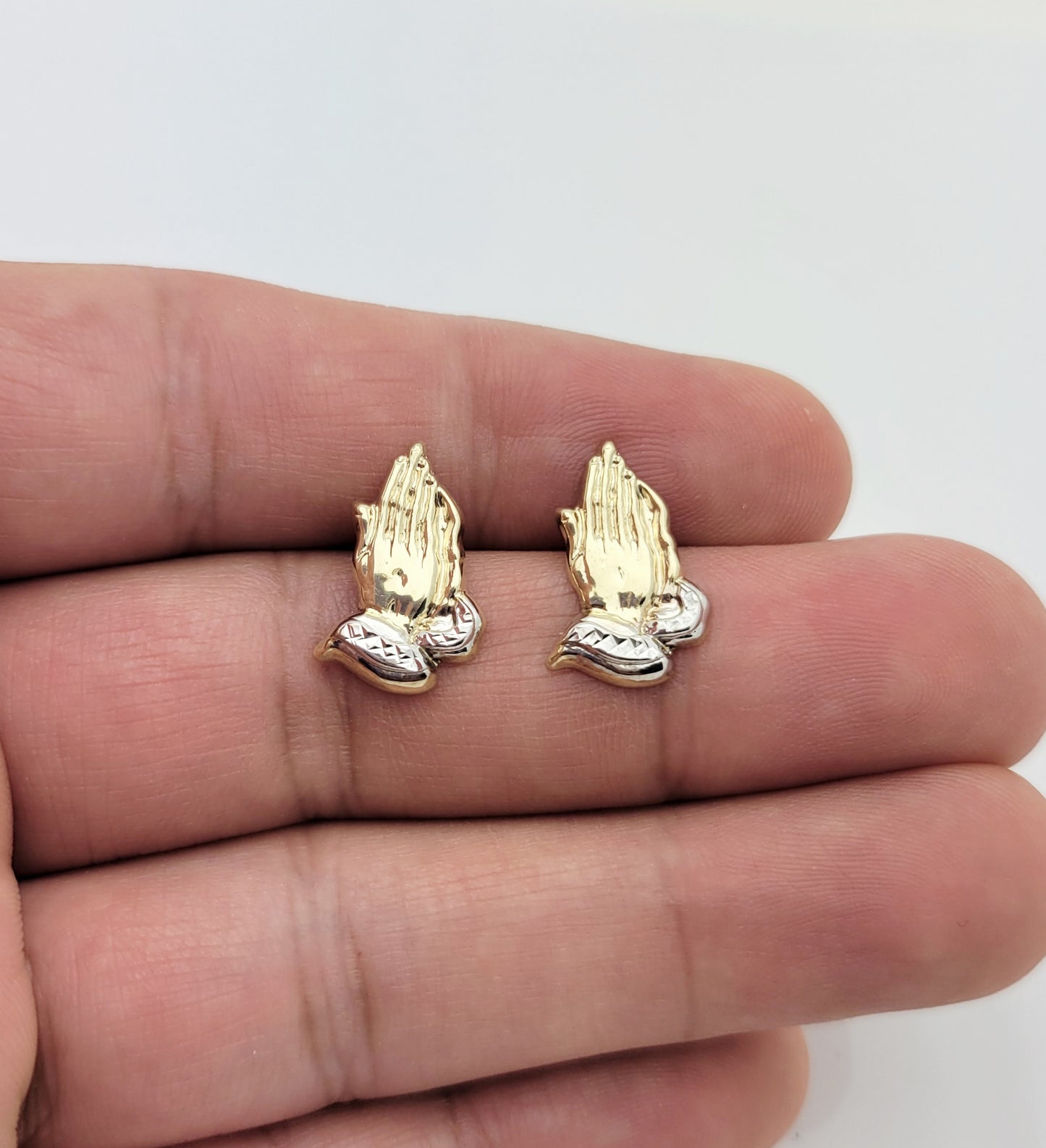 10K Yellow Gold Praying Hands Earrings 0.65 in x 0.4 in - Stunu jewelry