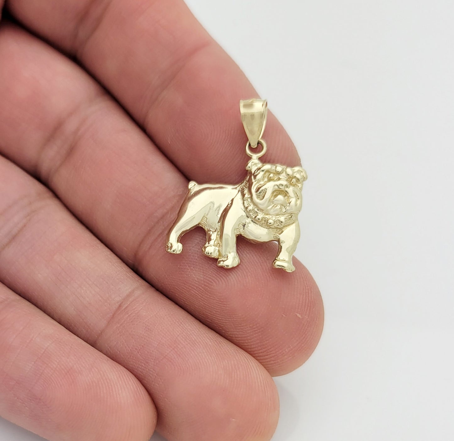 10k Yellow Gold Bulldog Pendant Charm Solid Gold Dog Necklace Pendant