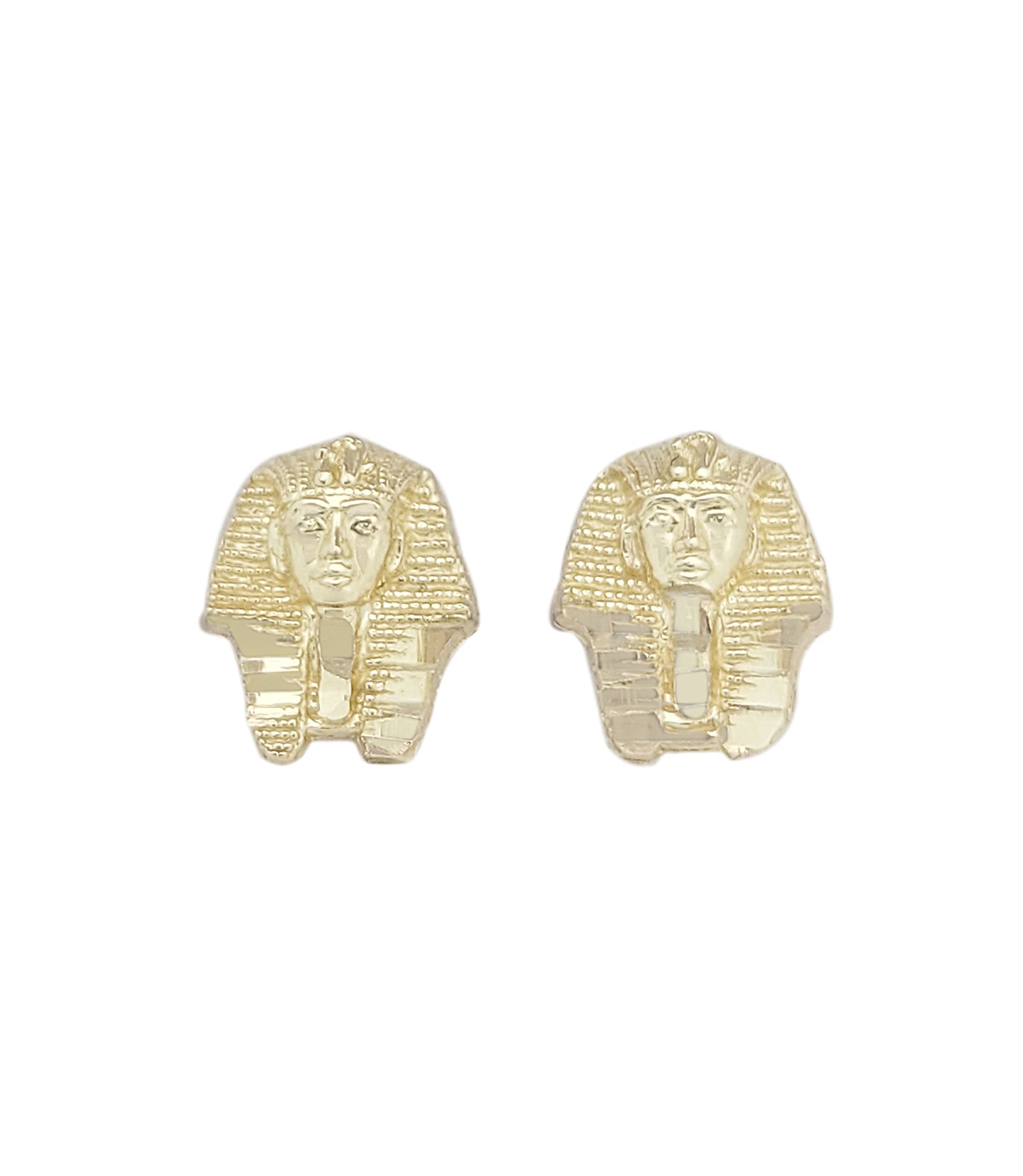10k Yellow Gold Pharaoh Earrings Egyptian King Tut Earrings 13 mm x 10.5 mm