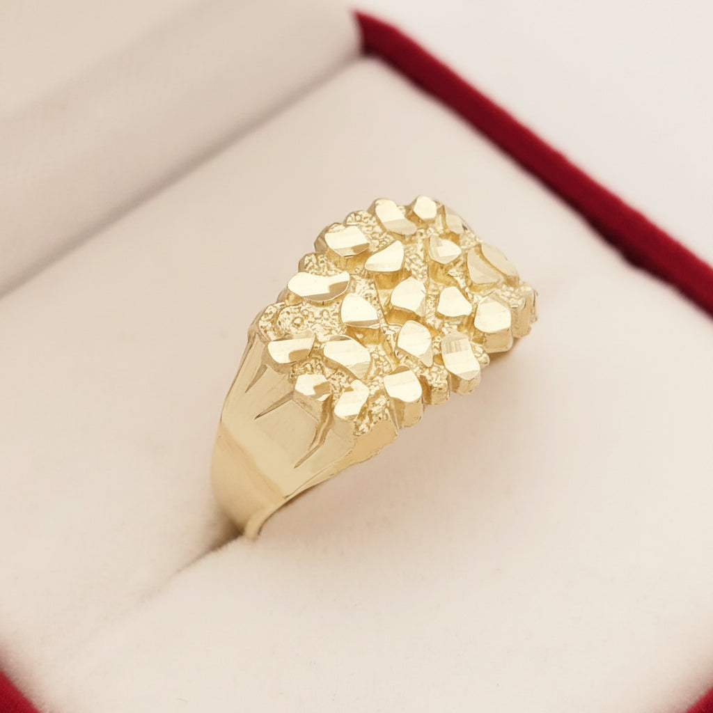 10k Gold Solid Nugget Ring Men's Gold Ring