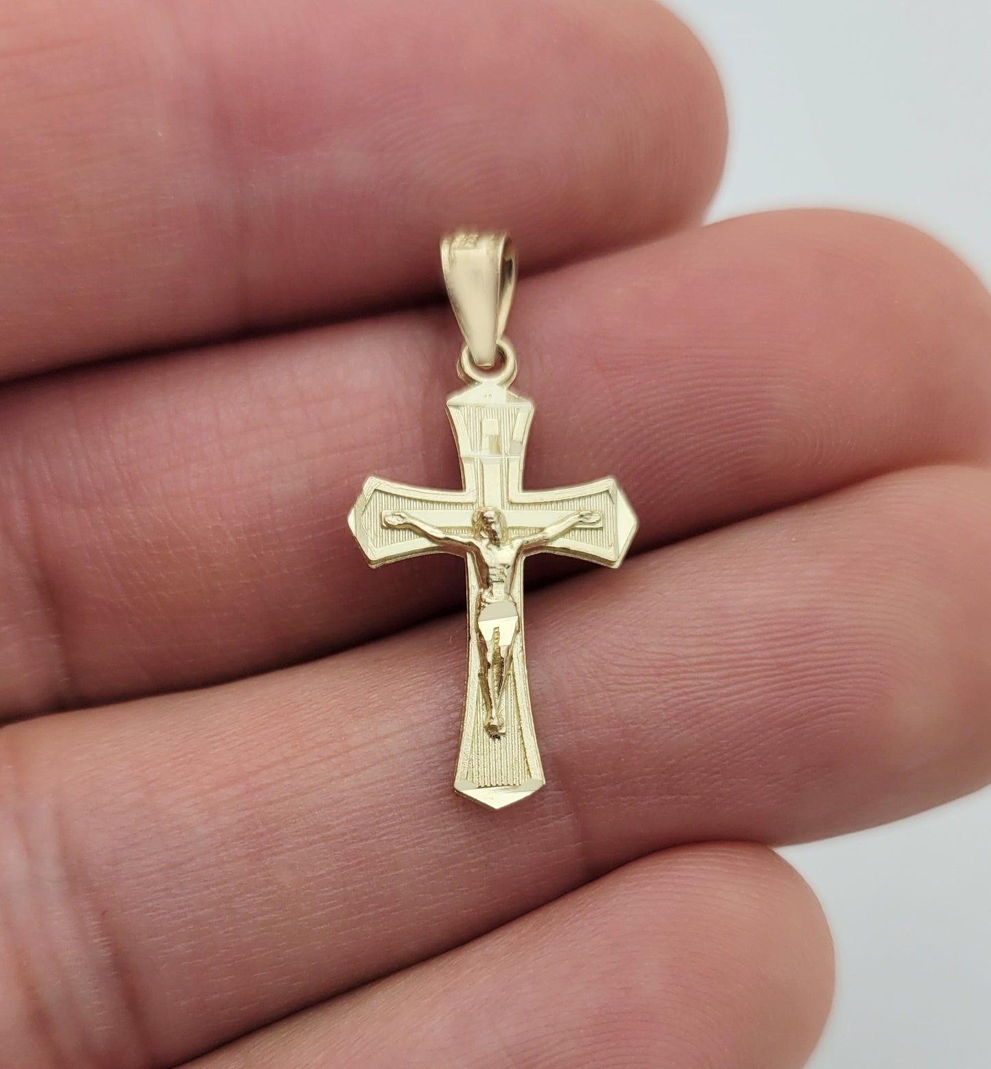 10K Yellow Gold Crucifix Pendant Gold Cross Charm