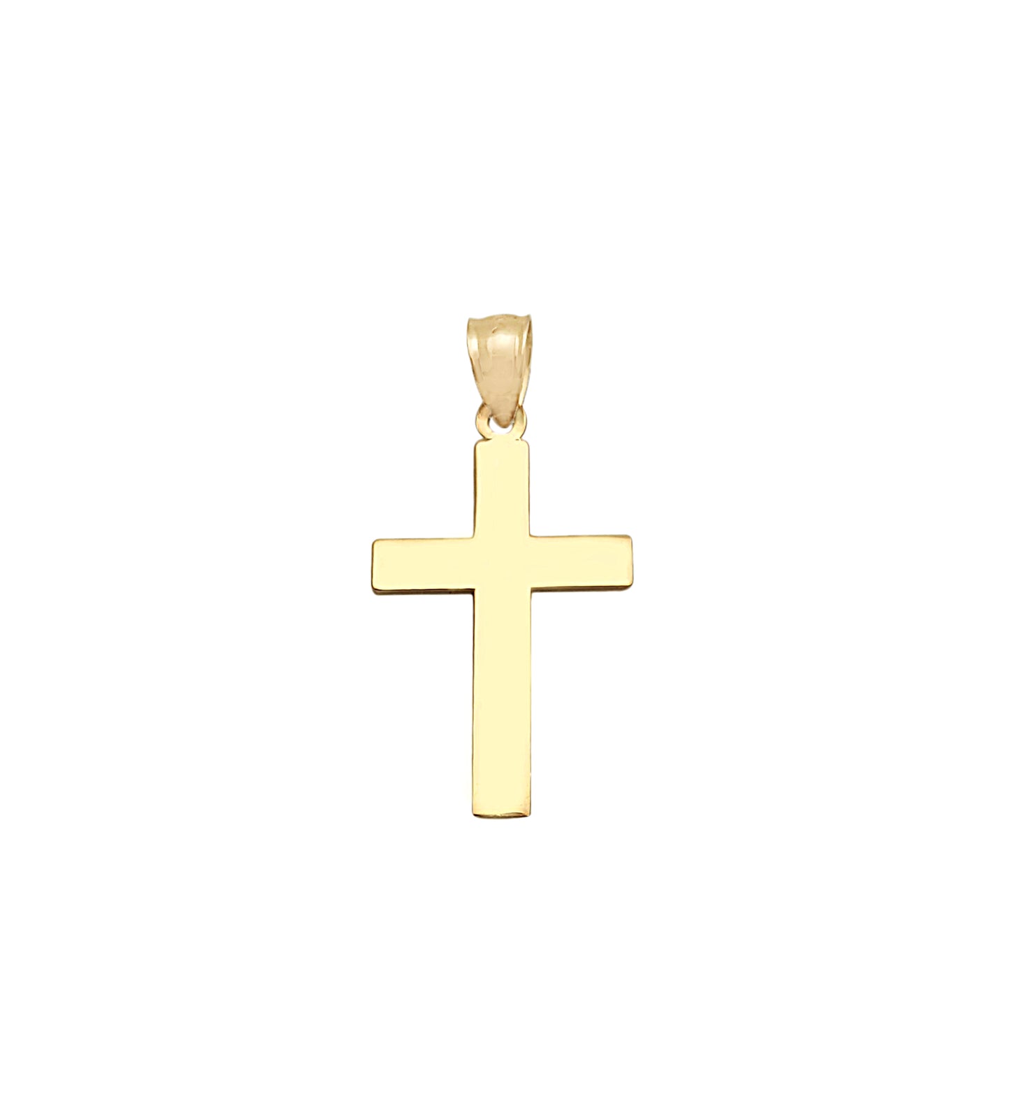10K Yellow Gold Small Plain Cross Necklace Pendant Gold Cross Charm 1.2 in x 0.65 in