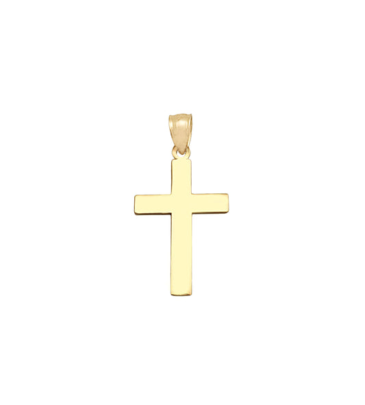 10K Yellow Gold Small Plain Cross Necklace Pendant Gold Cross Charm 1.2 in x 0.65 in