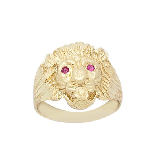 10K Yellow Gold Lion Ring Pinky Ring Size 6.5