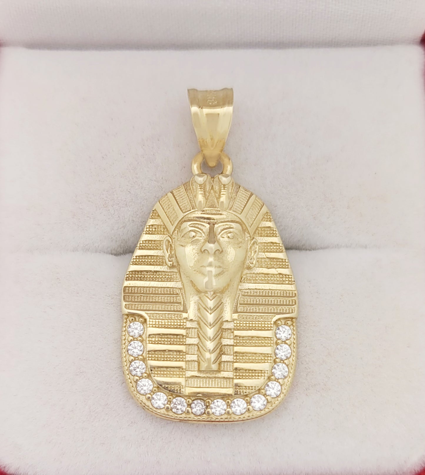 10k Yellow Gold Egyptian Pharaoh Pendant Gold Pharaoh King Tut Head Charm For Necklace Solid Gold