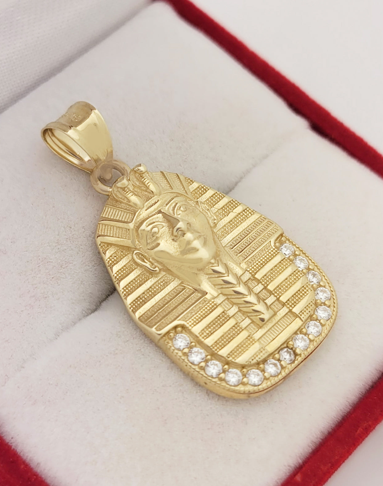10k Yellow Gold Egyptian Pharaoh Pendant Gold Pharaoh King Tut Head Charm For Necklace Solid Gold