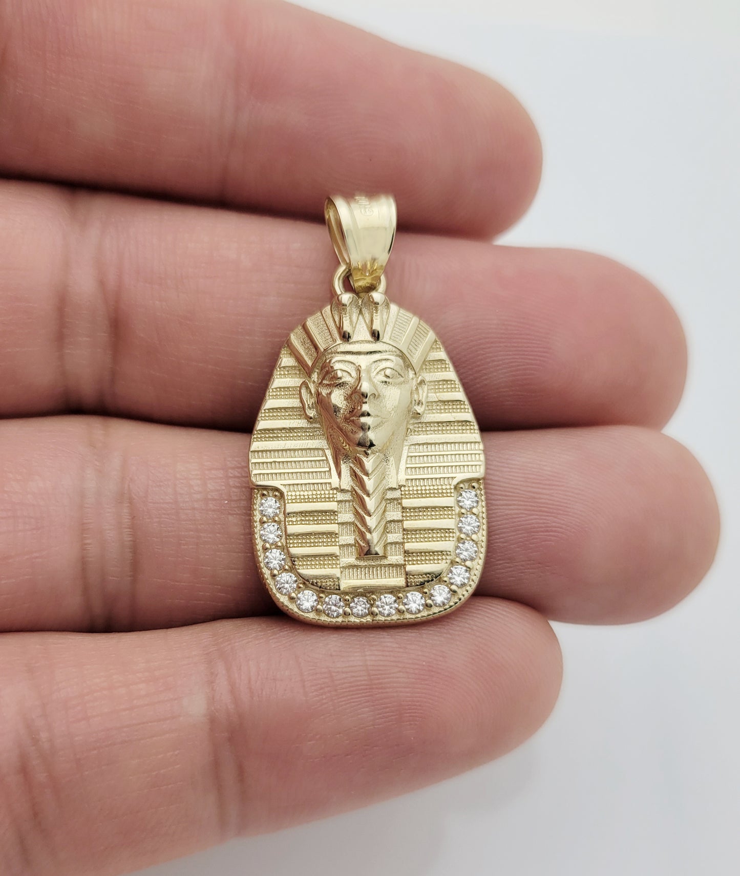 10k Yellow Gold Egyptian Pharaoh Pendant Gold Pharaoh King Tut Head Charm For Necklace Solid Gold