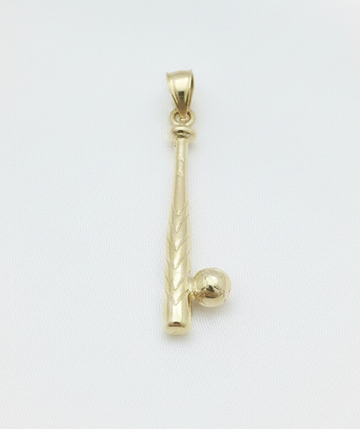 10K Gold Baseball Bat and Ball Pendant for Men & Women, Sports Jewelry Charm for Necklace, Gift for Baseball Fans and Players