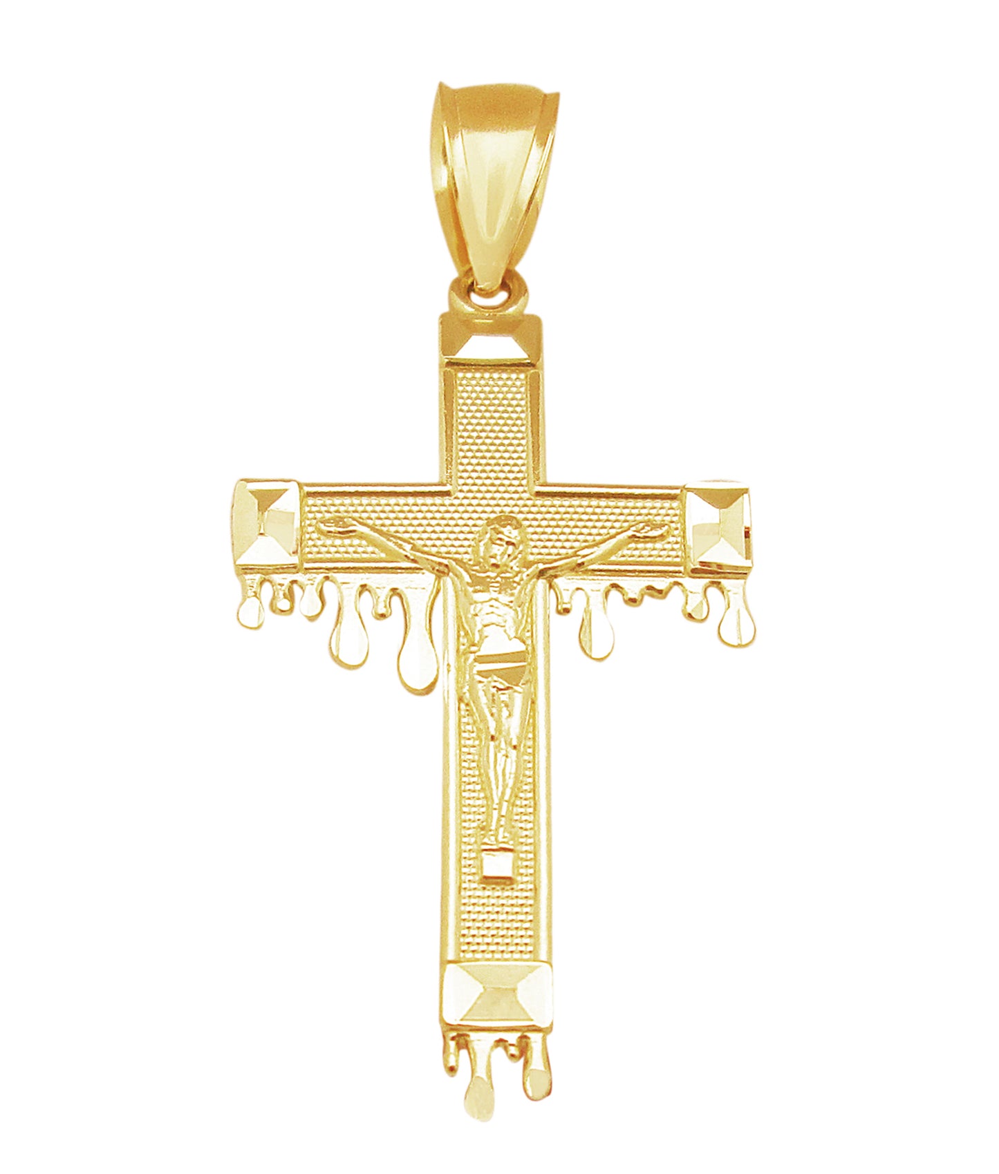 Men's 10K Yellow Gold Cross Pendant Crucifix Charm