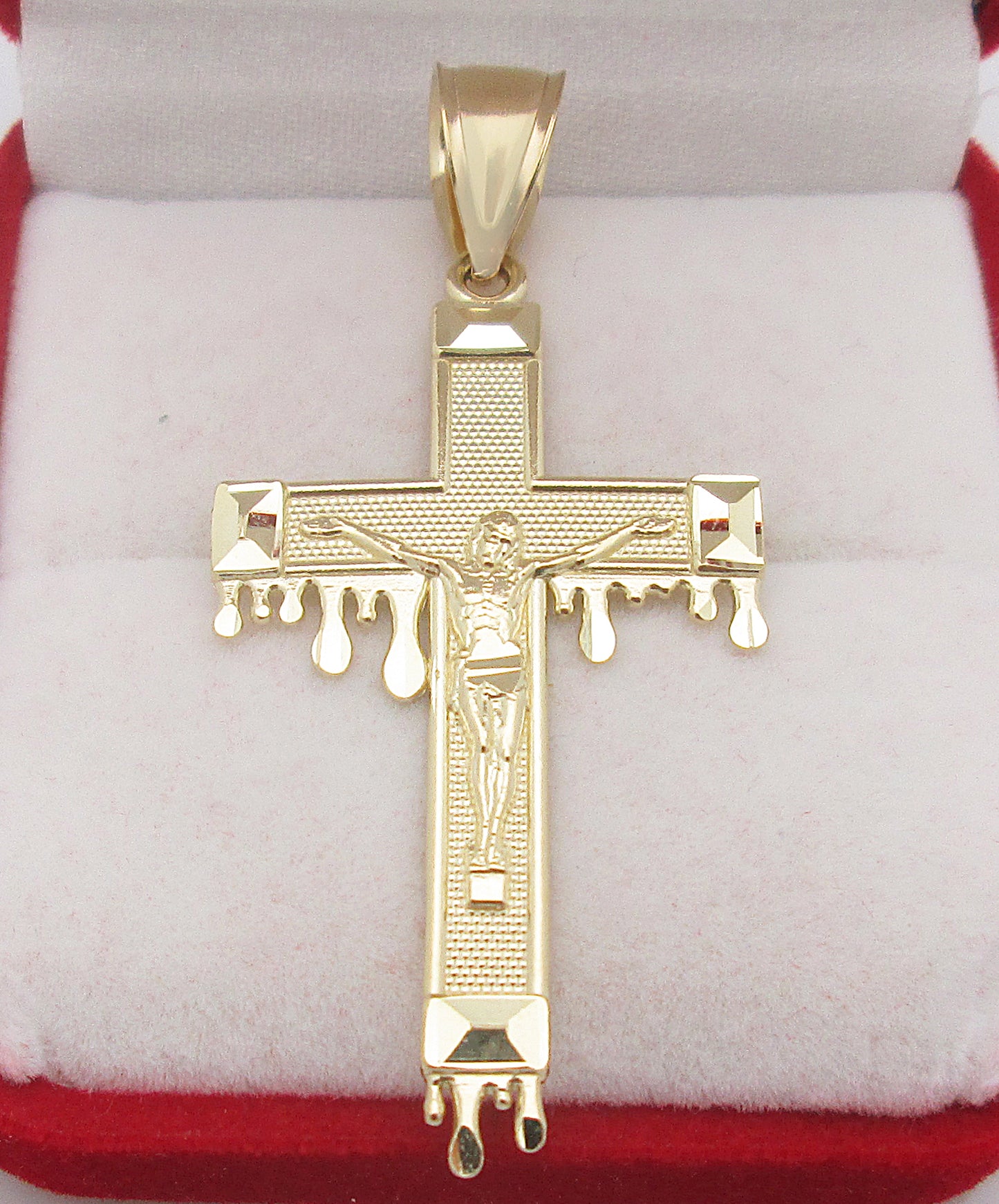 Men's 10K Yellow Gold Cross Pendant Crucifix Charm