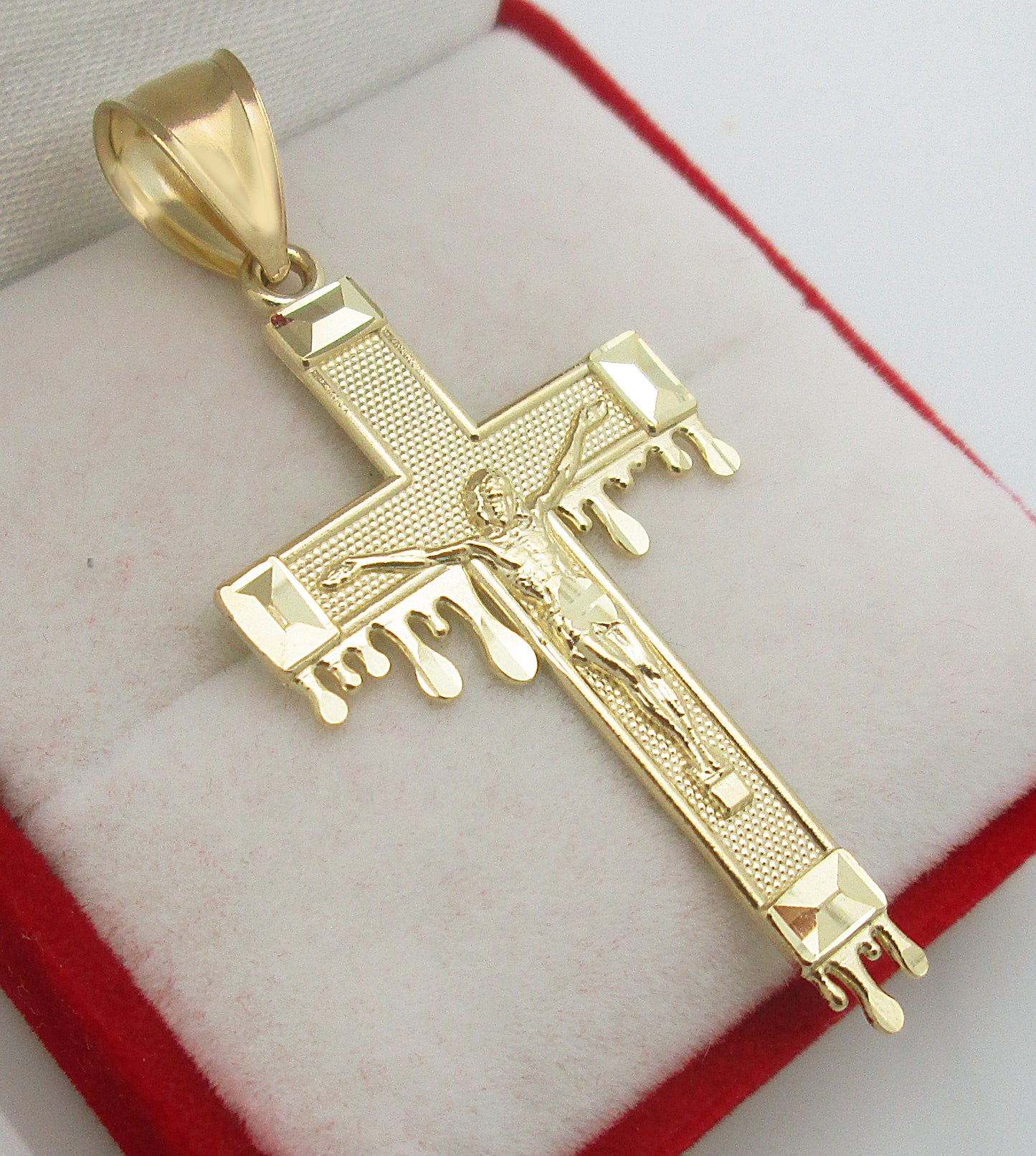 Men's 10K Yellow Gold Cross Pendant Crucifix Charm