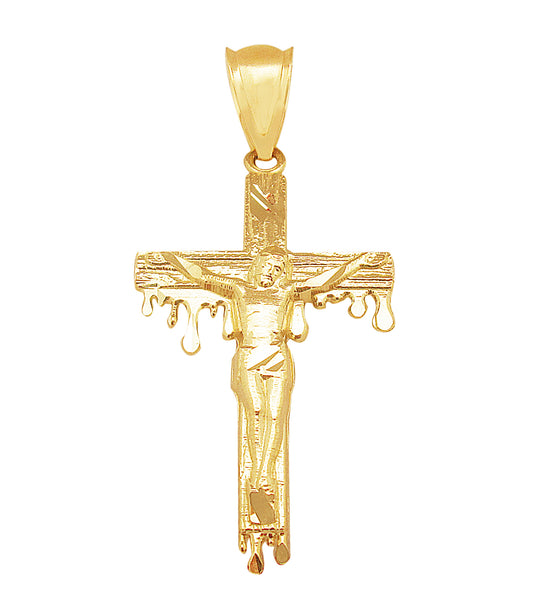 Men's 10K Yellow Gold Cross Pendant Crucifix Charm