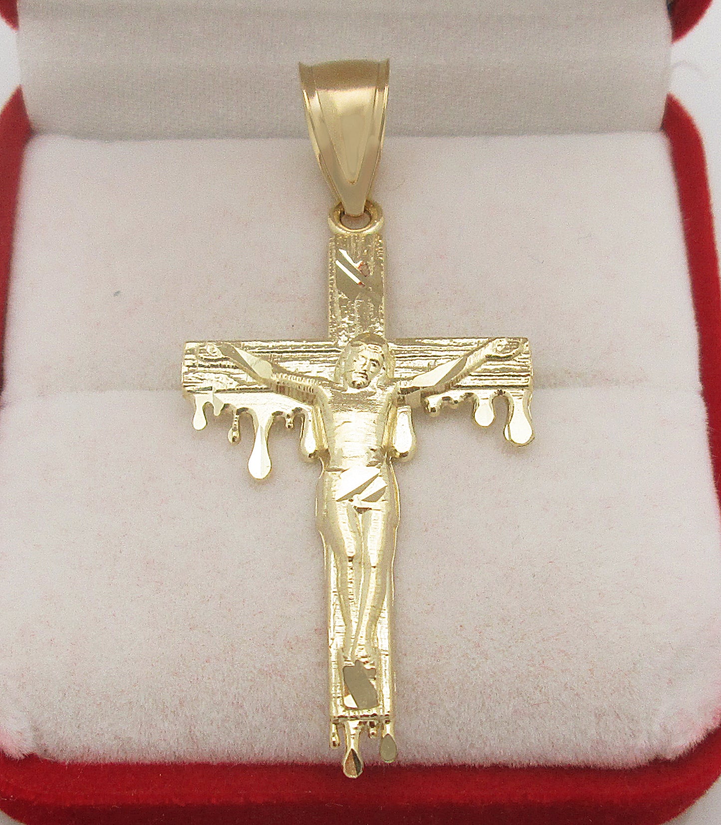 Men's 10K Yellow Gold Cross Pendant Crucifix Charm