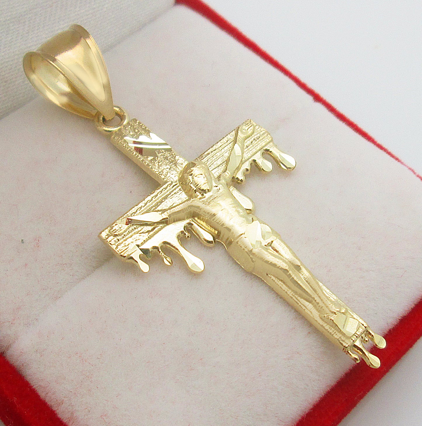 Men's 10K Yellow Gold Cross Pendant Crucifix Charm