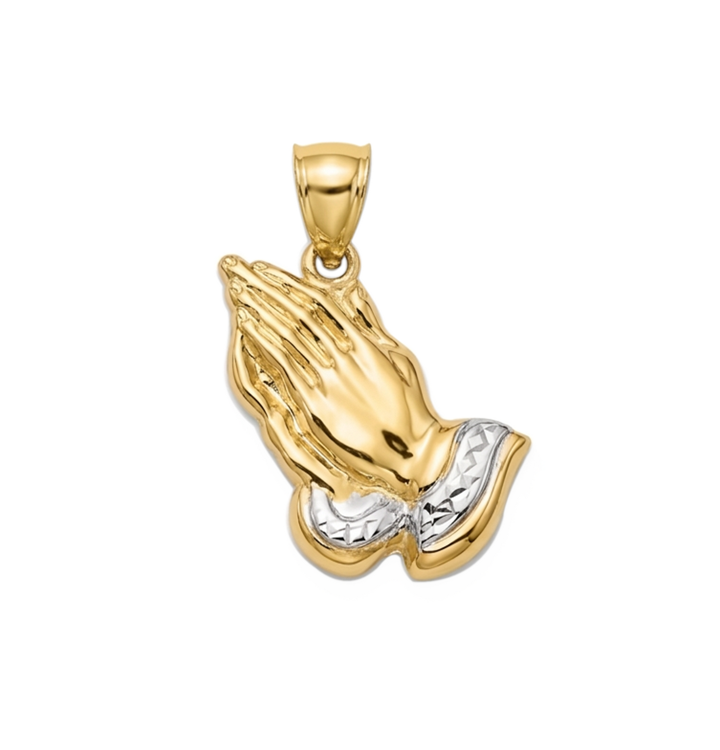 10k Yellow Gold Praying Hands Prayers Hands Pendant 1.0 in x 0.7 in - Stunu jewelry