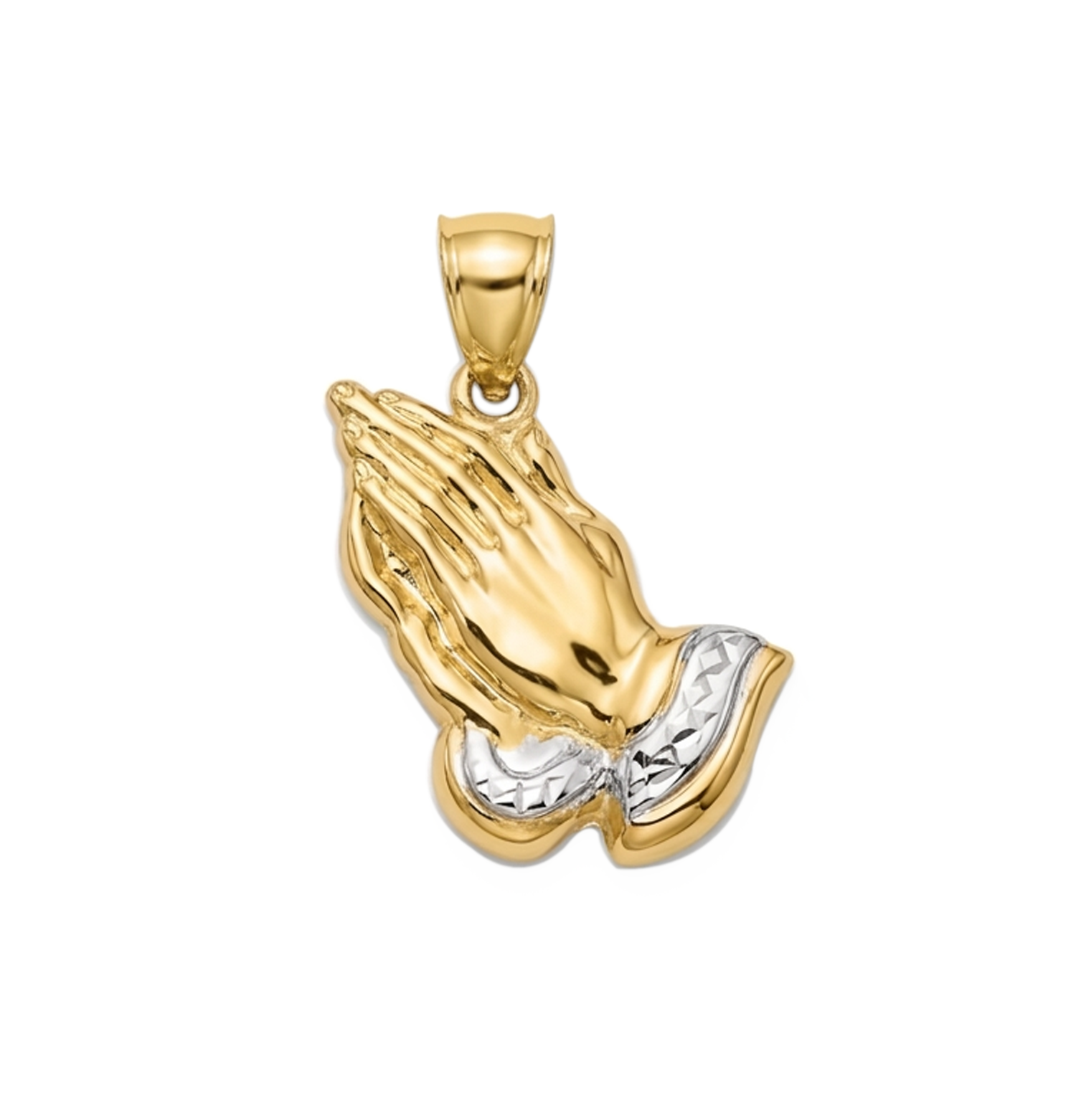 10k Yellow Gold Praying Hands Prayers Hands Pendant 1.0 in x 0.7 in - Stunu jewelry