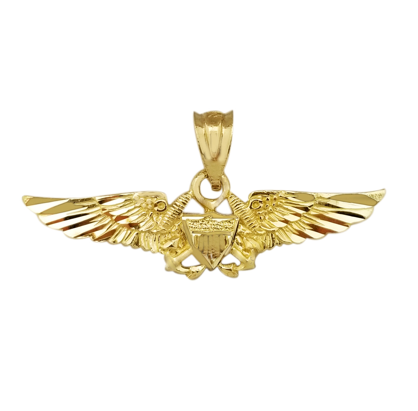 10K Yellow Gold Navy Flight Officer Wings Badge Pendant Naval Officer Charm
