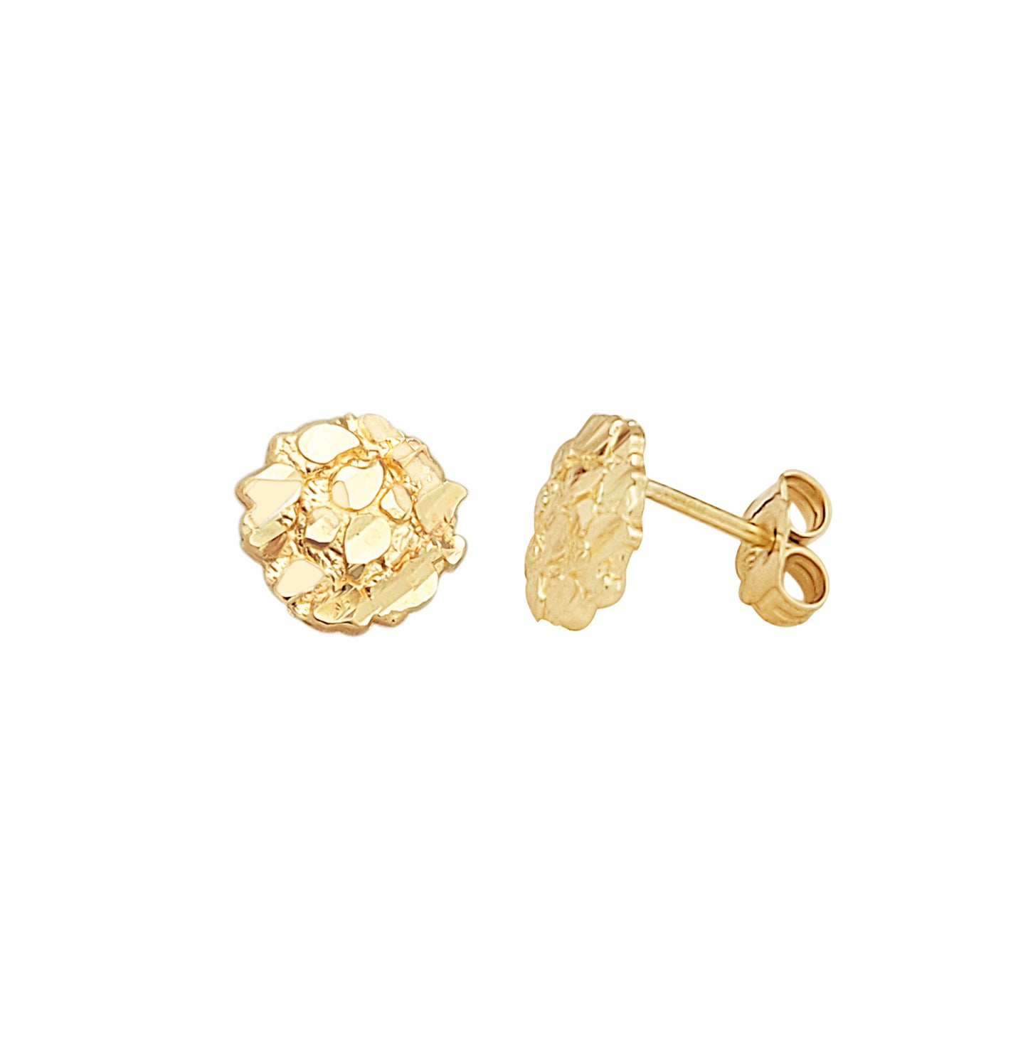10K Gold Nugget Earrings Round Nugget 8.5 mm(0.3 inch)