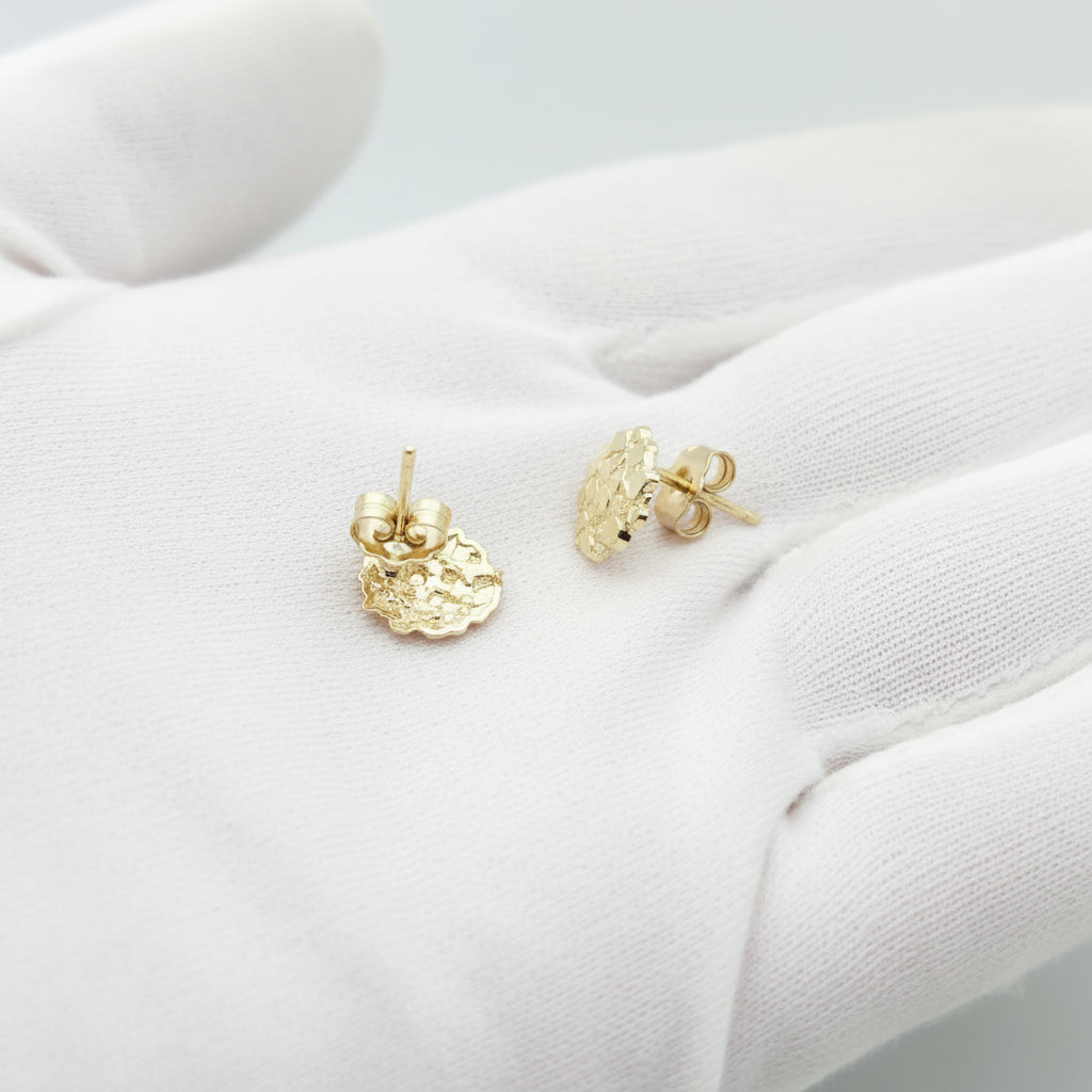 10K Gold Nugget Earrings Round Nugget 8.5 mm(0.3 inch)