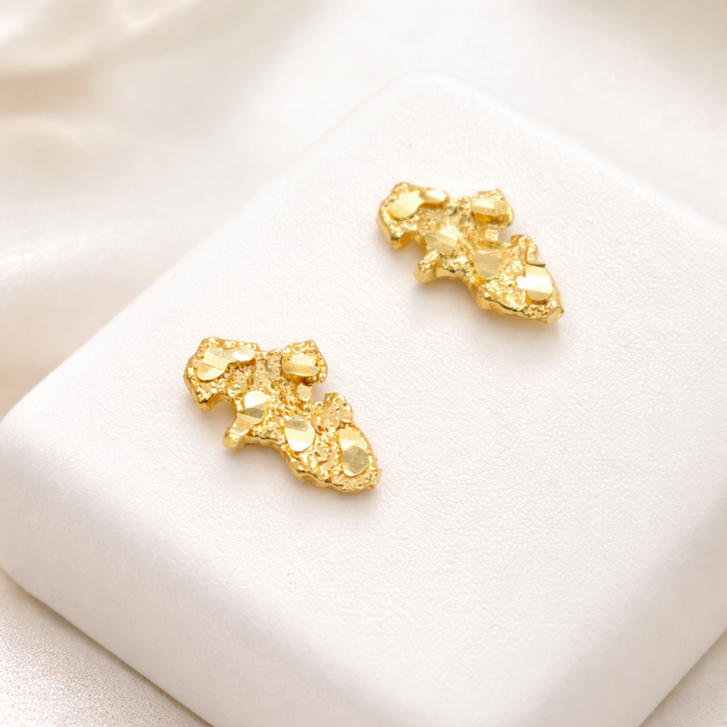 10k Yellow Gold Small Nugget Earrings Solid Gold