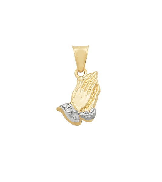 10k Yellow Gold Praying Hands Prayers Hands Pendant 0.8 in x 0.5 in - Stunu jewelry