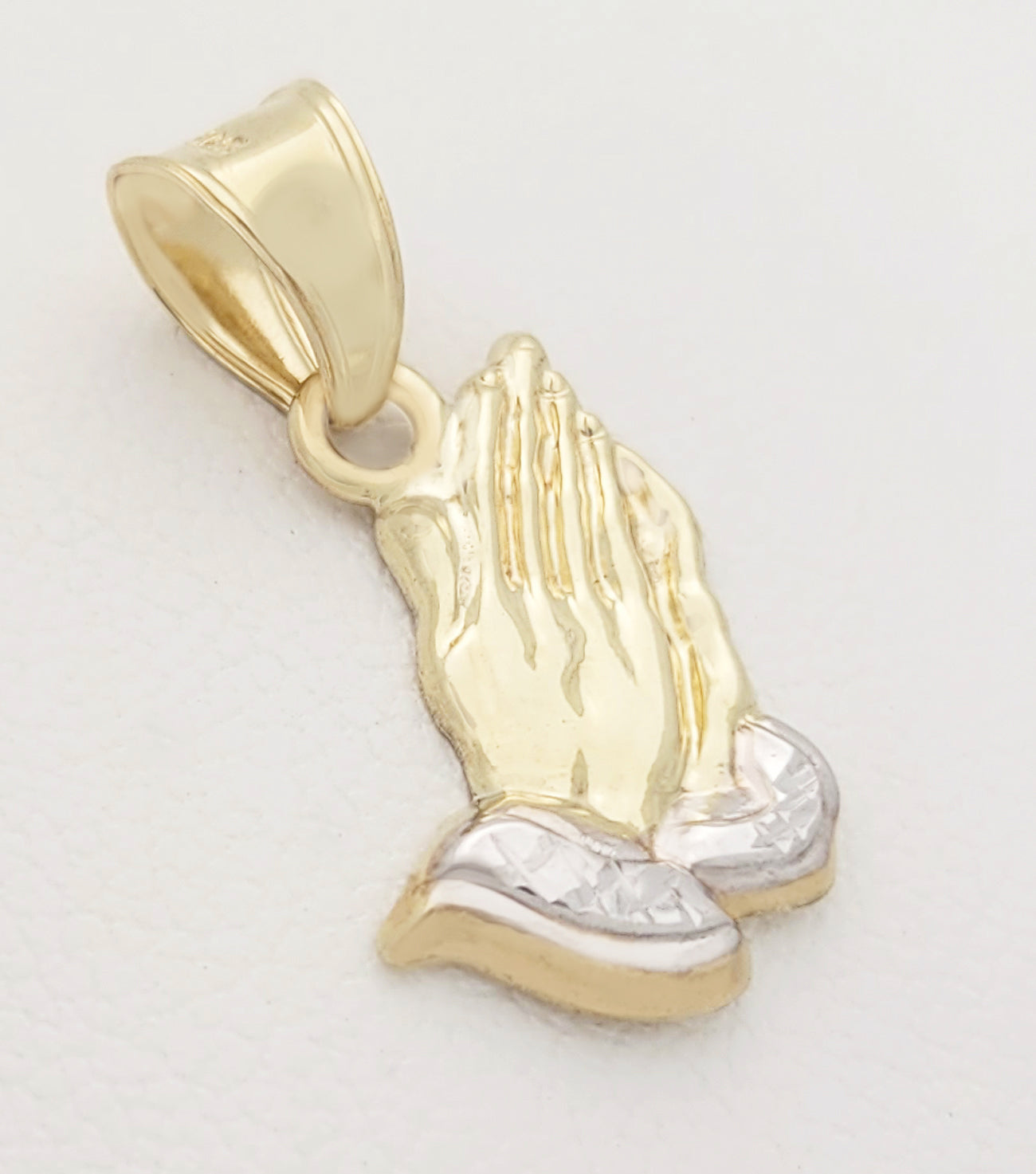 10k Yellow Gold Praying Hands Prayers Hands Pendant 0.8 in x 0.5 in - Stunu jewelry