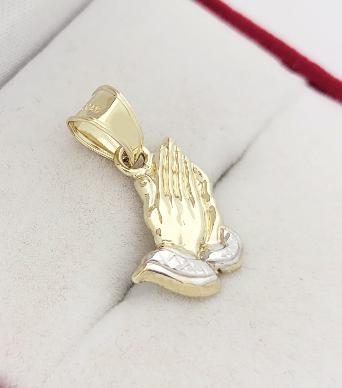 10k Yellow Gold Praying Hands Prayers Hands Pendant 0.8 in x 0.5 in - Stunu jewelry