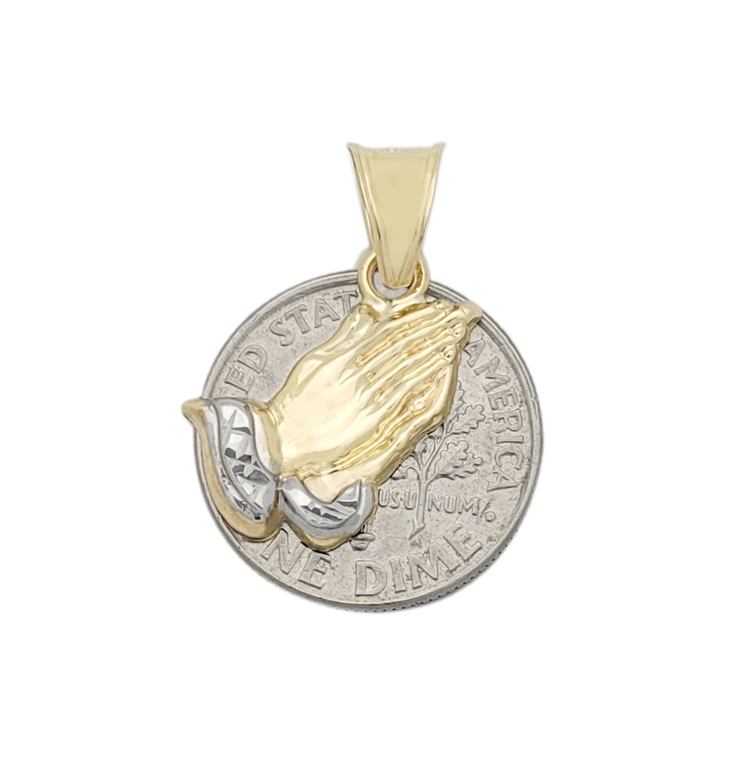 10k Yellow Gold Praying Hands Prayers Hands Pendant 0.8 in x 0.5 in - Stunu jewelry