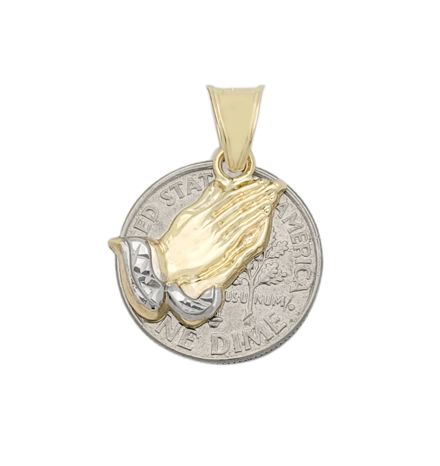 10k Yellow Gold Praying Hands Prayers Hands Pendant 0.8 in x 0.5 in - Stunu jewelry
