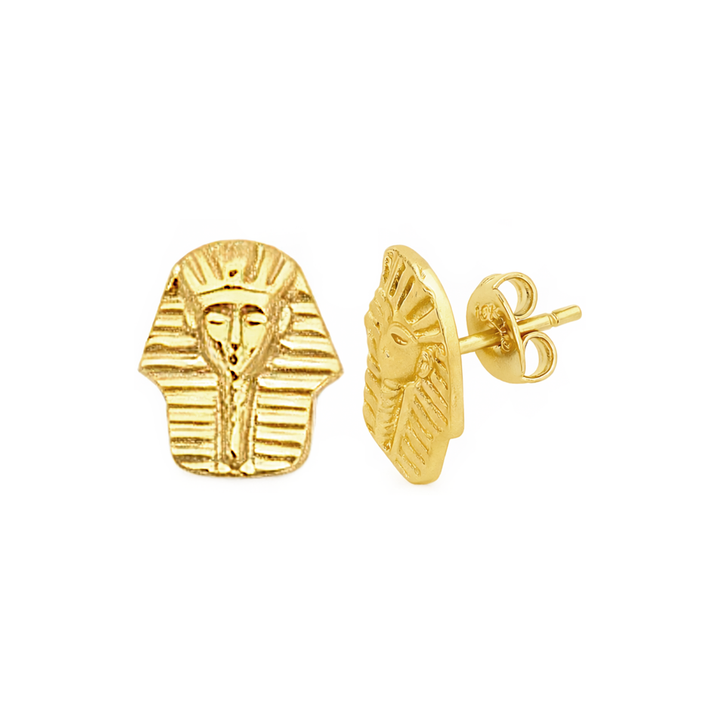 10k Yellow Gold Pharaoh Earrings Egyptian King Tut Earrings