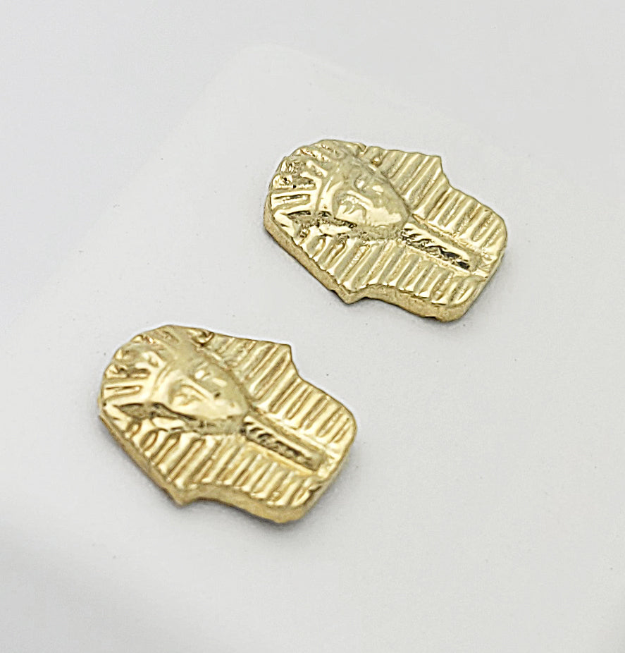 10k Yellow Gold Pharaoh Earrings Egyptian King Tut Earrings