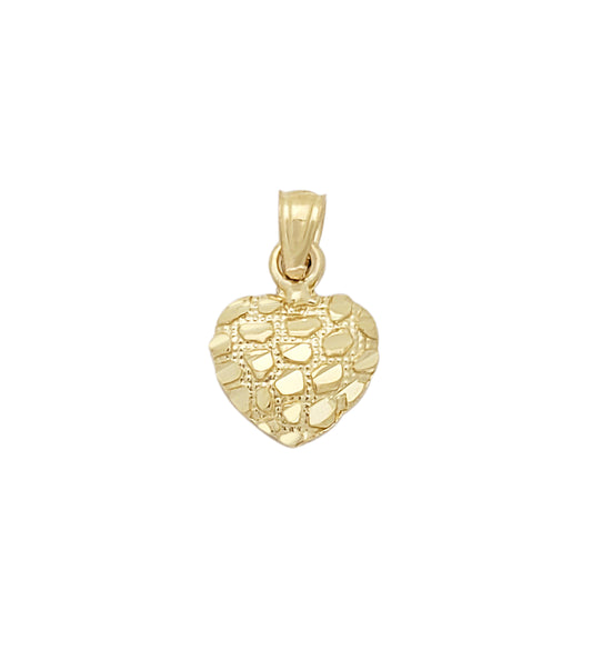 10k Yellow Gold Small Heart Nugget Pendant 14 mm x 10 mm
