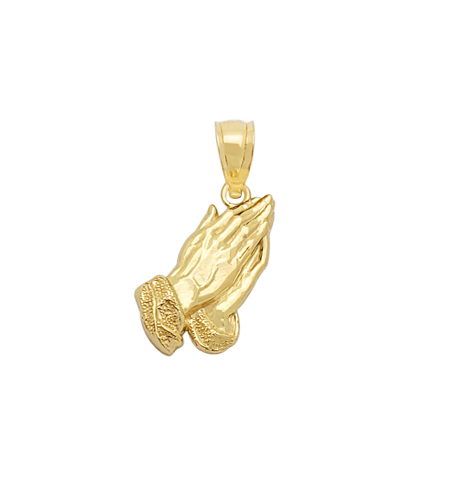 10k Yellow Gold Small Praying Hands Prayers Hands Pendant 0.75 in x 0.35 in - Stunu jewelry