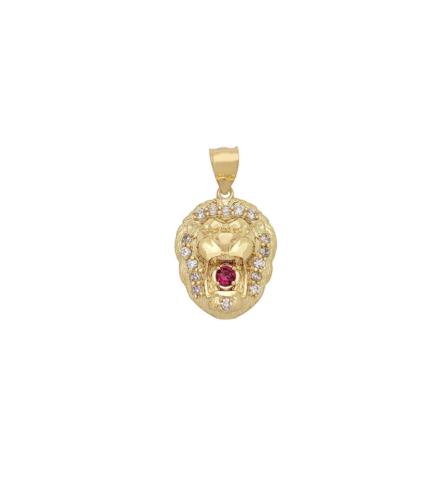 10K Yellow Gold Lion Head Charm Lion Small Pendant 22 mm x 13 mm