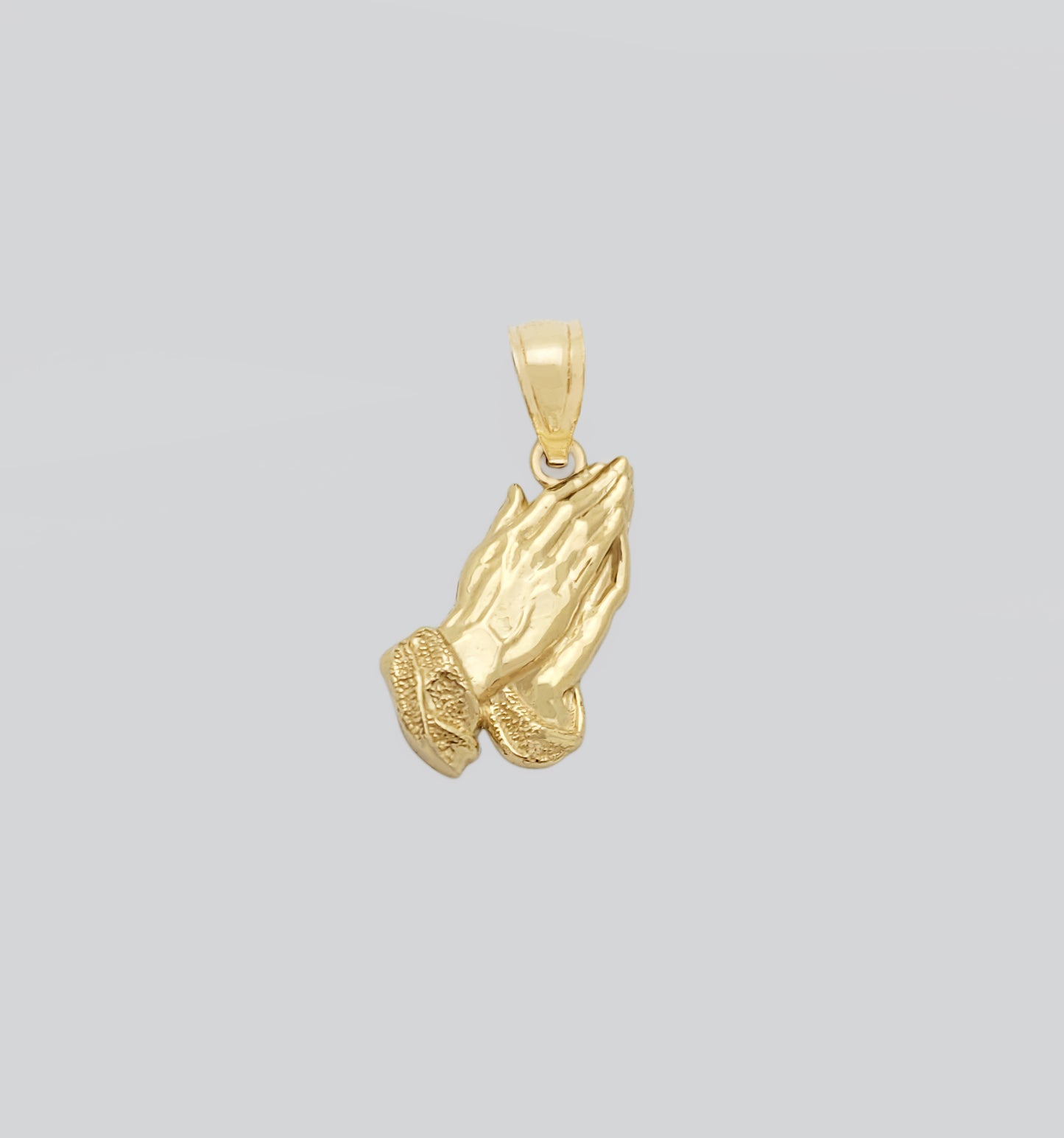 10k Yellow Gold Small Praying Hands Prayers Hands Pendant 0.75 in x 0.35 in - Stunu jewelry