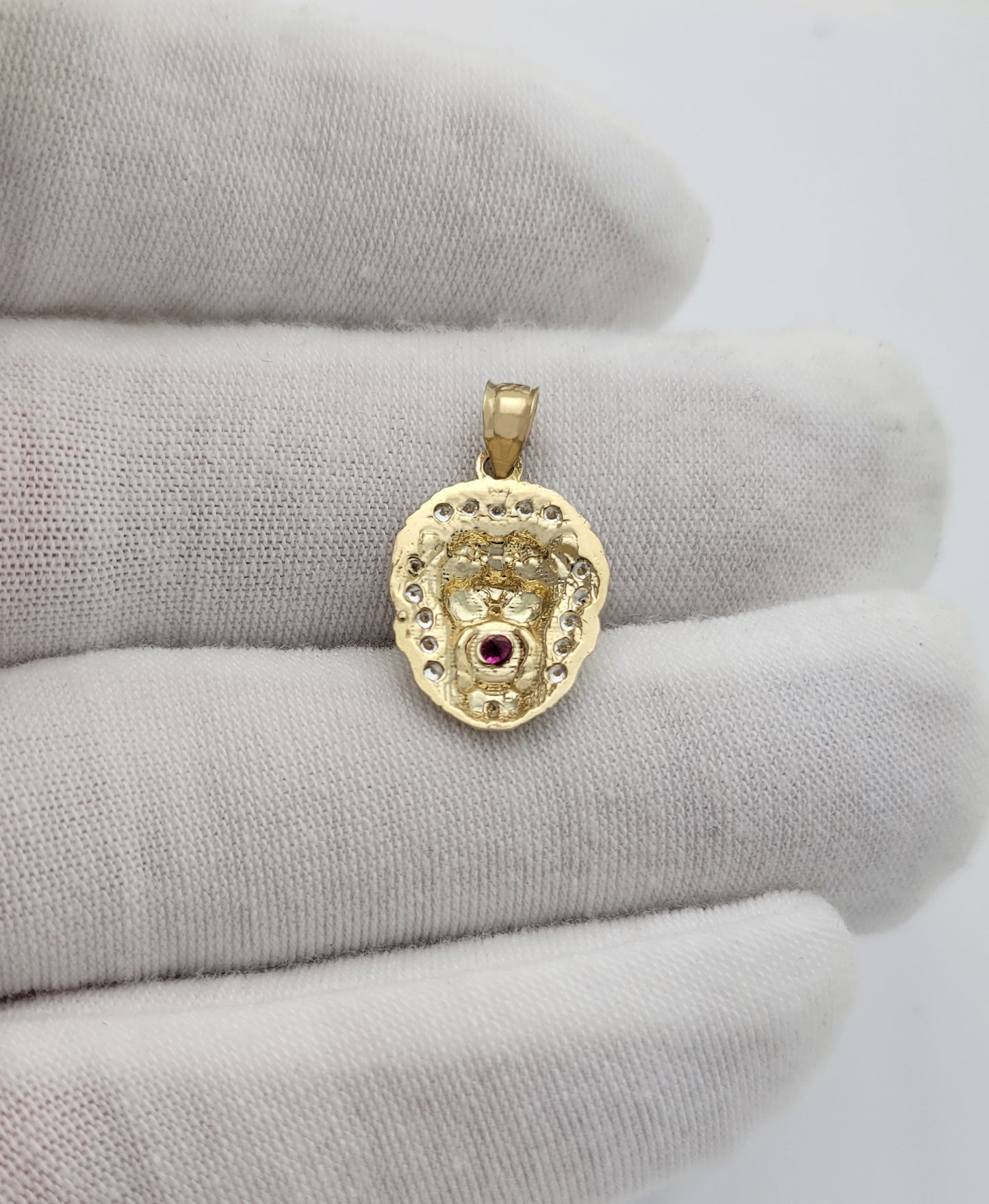 10K Yellow Gold Lion Head Charm Lion Small Pendant 22 mm x 13 mm