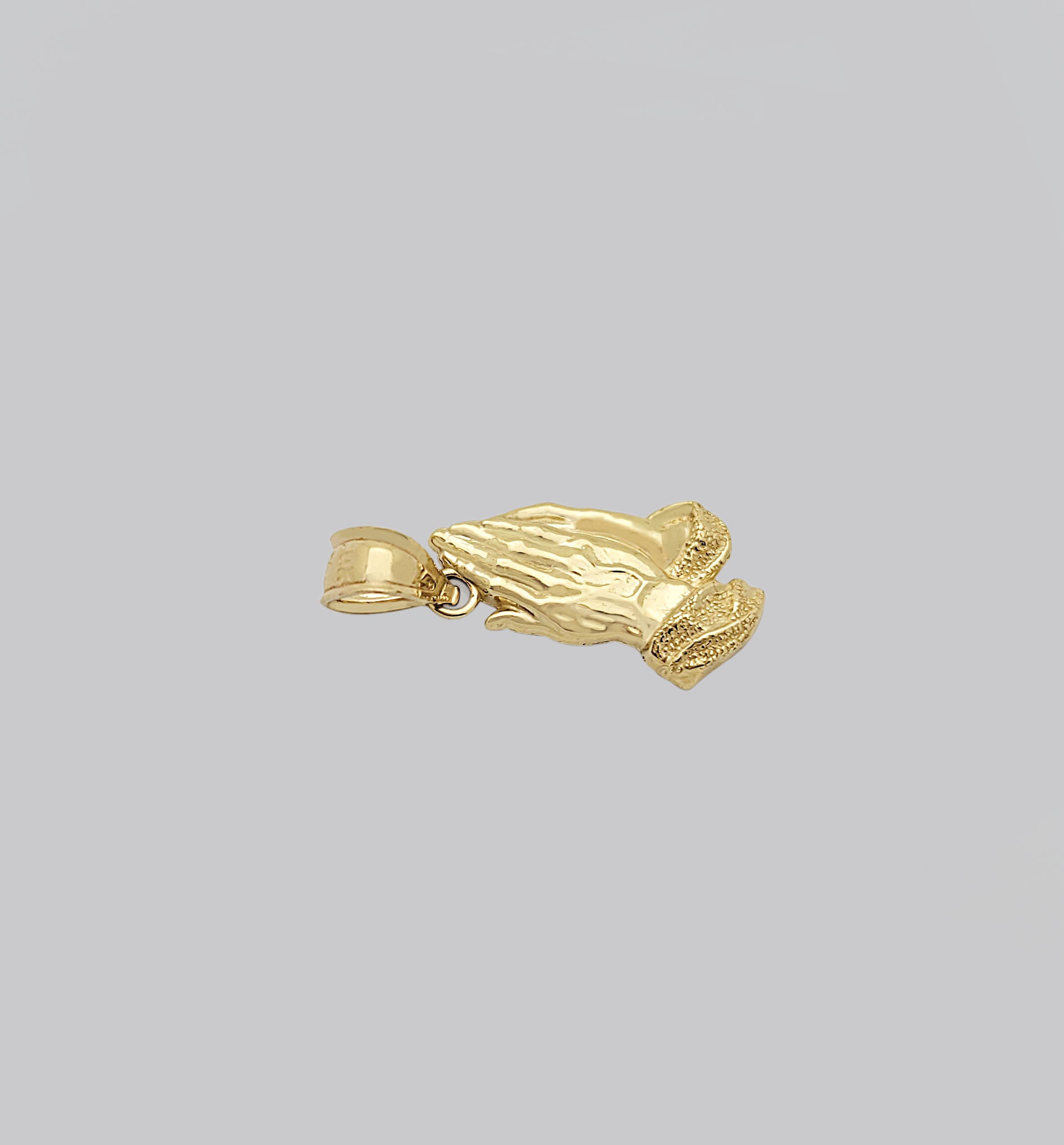 10k Yellow Gold Small Praying Hands Prayers Hands Pendant 0.75 in x 0.35 in - Stunu jewelry
