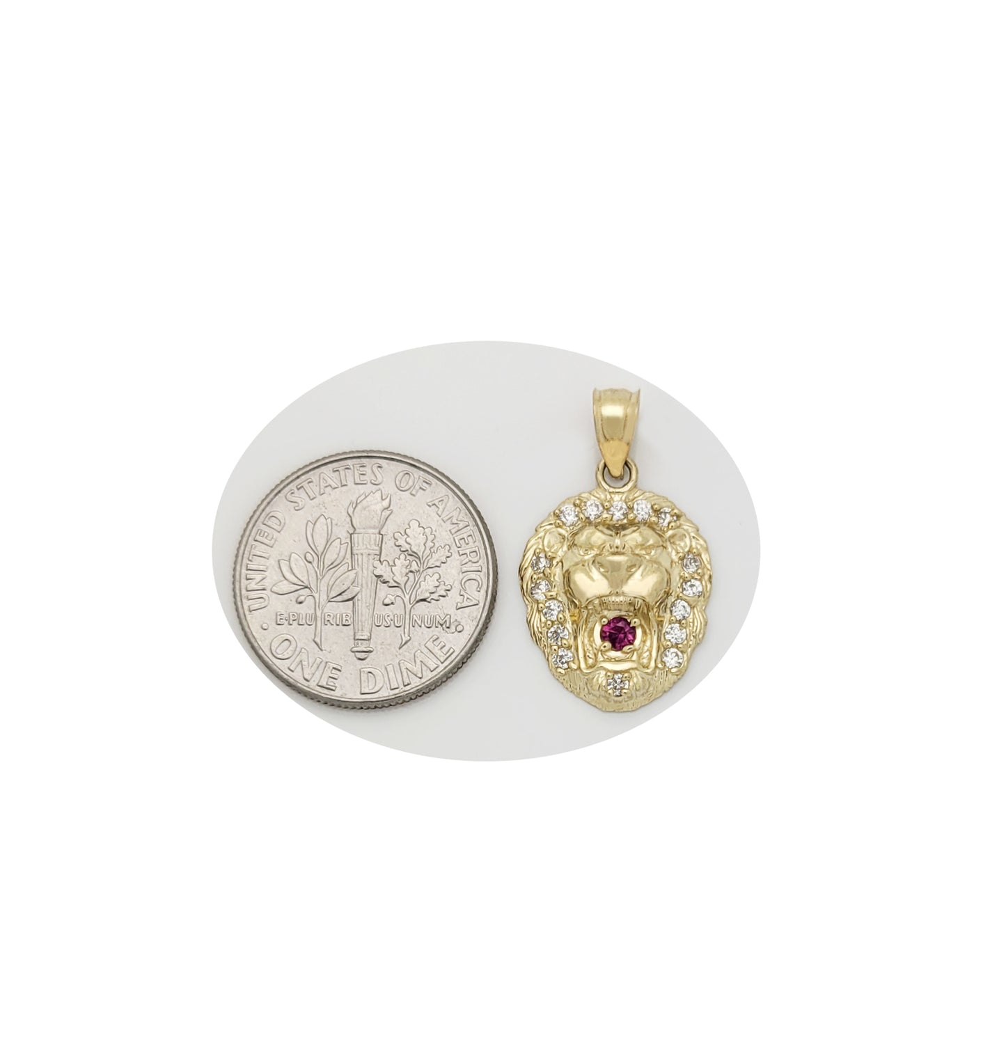 10K Yellow Gold Lion Head Charm Lion Small Pendant 22 mm x 13 mm