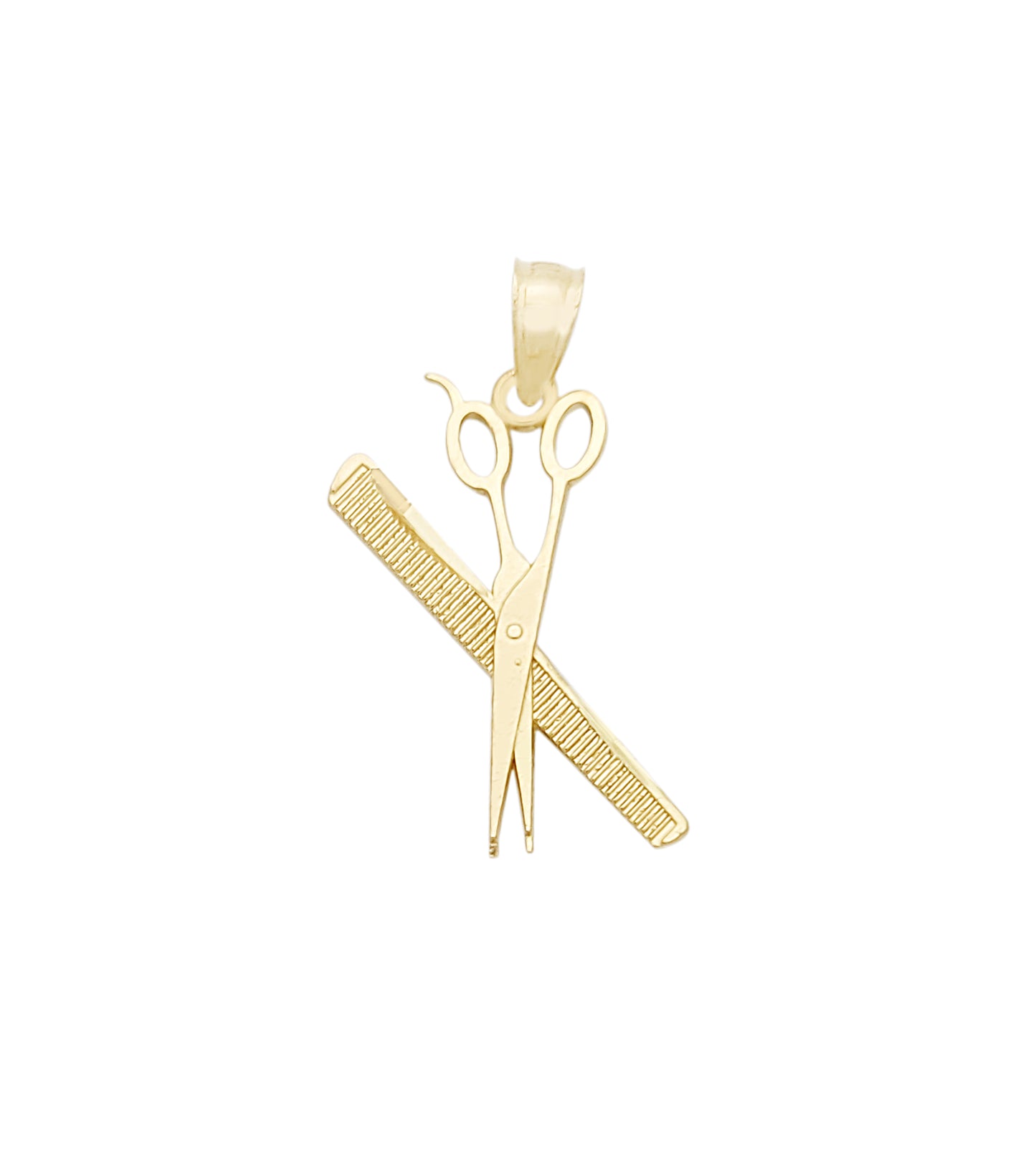 Gold Scissors & Comb Pendant Necklace Charm – Barber Hair Stylist Jewelry Gift, Unisex Hairdresser Symbol Pendant